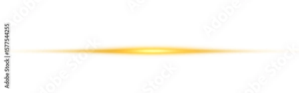 Fototapeta Horizontal Rays of yellow light on transparent background.Glowing Laser Beams png.