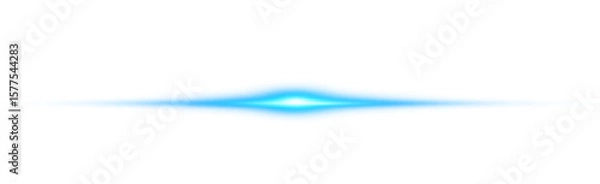Fototapeta Horizontal Rays of blue light on transparent background.Laser beams png.