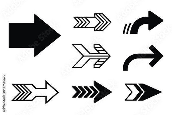 Obraz Arrow black icon vector set in flat style