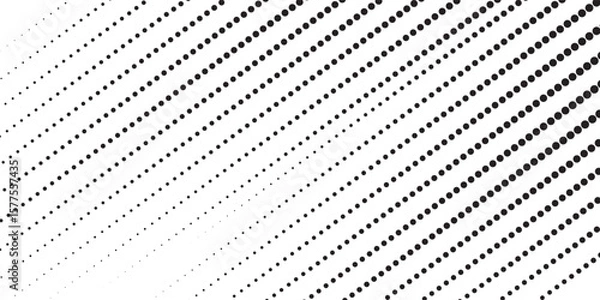 Obraz Set of halftone dots gradient pattern texture isolated on white background. Straight dotted spots using halftone circle dot raster texture. Vector blot half tone collection.