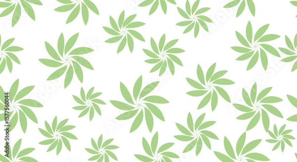 Fototapeta Delicate Floral Pattern Gentle Spirals of Light Green Leaves on a White Background for Design and Illustration