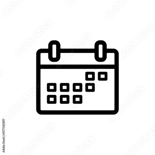 Obraz Calendar icon with grid and hanging hooks for digital planning