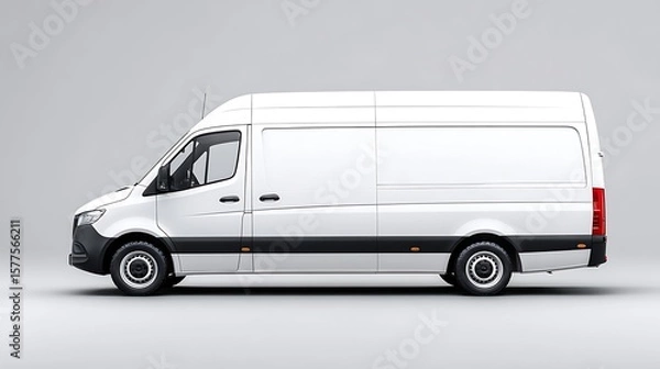 Fototapeta White Van Side View