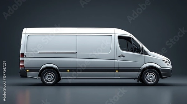 Fototapeta Silver Delivery Van Side View
