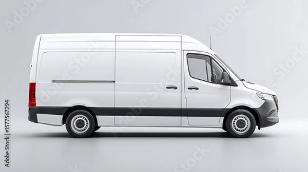 Fototapeta White Van Side View