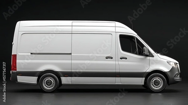 Fototapeta White Van Side View