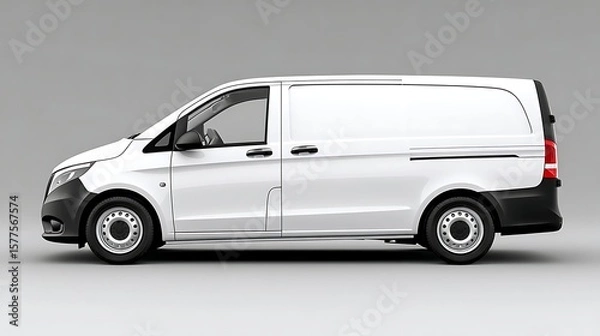 Fototapeta White Van Side View