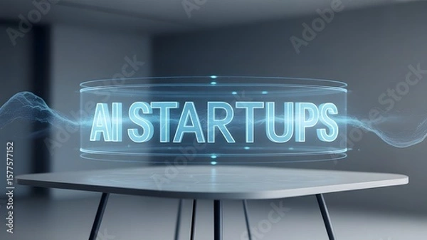 Fototapeta AI Startups Hovering Above a Modern Table
