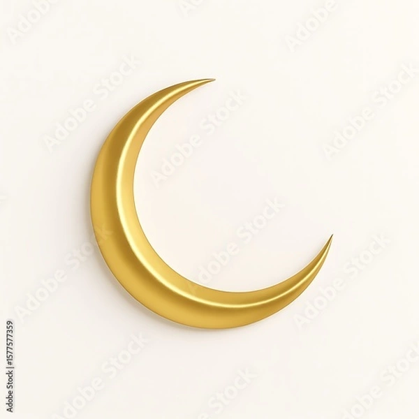 Fototapeta golden crescent moon on white background