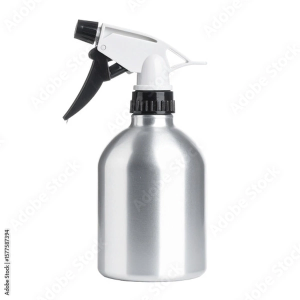 Obraz Silver spray bottle against black background