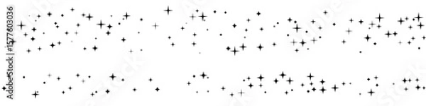 Obraz Sparklers and stars. Vector horizontal border with falling decoration elements.