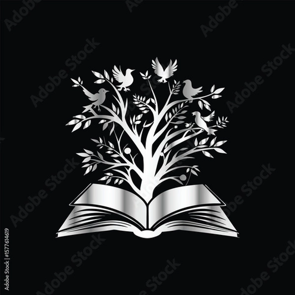 Fototapeta Serene Hammock Escape: Relaxing Book Reading Vector Logo for Literary Enthusiasts. Literary Bliss: Relaxing in a Hammock with a Book Vector Logo Design.