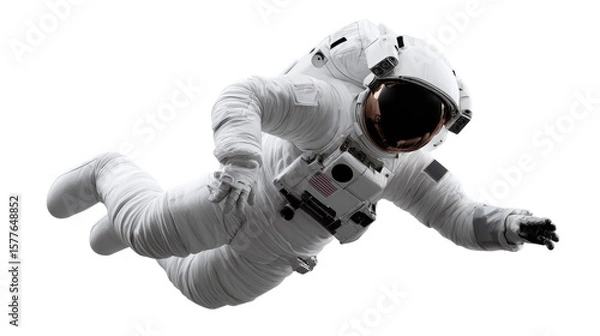 Fototapeta Astronaut in Space: A lone astronaut floats weightlessly in the vacuum of space. with spacesuit and helmet exploring the cosmos.