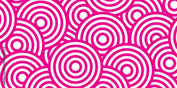 Fototapeta Minimal diamond geometric waves spiral pattern and abstract circle wave line. pink seamless tile stripe geomatics overlapping create retro square line backdrop pattern background. Overlapping Patter