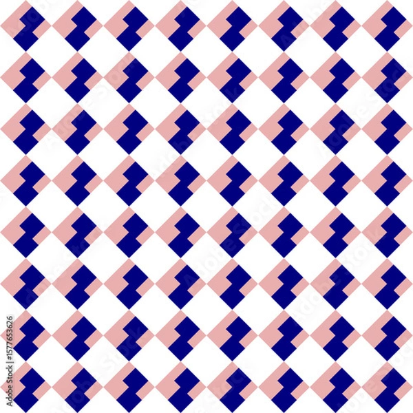 Fototapeta Two tone pink and blue, checkerboard diamond strip seamless repeat pattern, design for fabric print, vintage wrap paper print, traditional culture patter