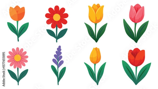 Fototapeta Beautiful Flowers Illustration Wedding gift Invitation Card Bouquet Blooming Floral Elements in Colorful Artistic Style for Nature Decor, Botanical Designs, and Elegant Background Art