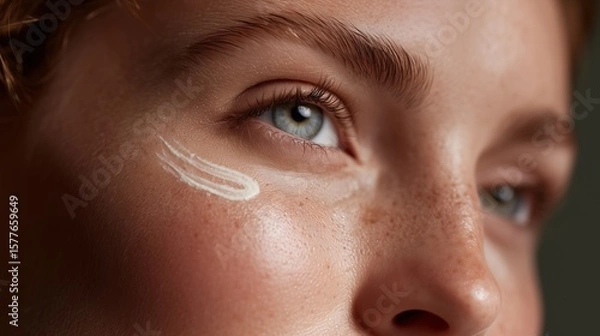 Obraz Close-Up of Smooth Cheek with Cream Swirl - AI-Generated Art