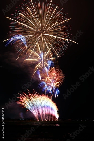Fototapeta 夏の夜空に咲く大輪の花火