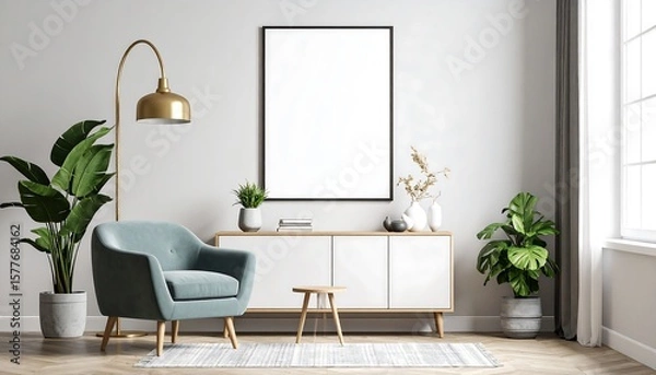 Obraz Modern, minimalist living room mockup