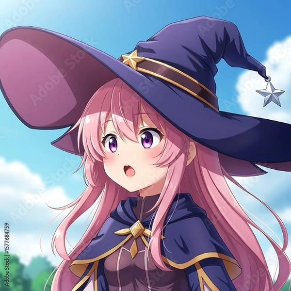 Fototapeta 魔法少女の微笑みと空