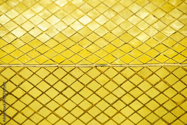 Fototapeta Shimmering Golden Mosaic Tiles in Geometric Pattern Design