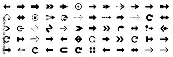 Fototapeta Arrow Icons Set - Black Vector Arrows and Collection of Arrow Illustrations for Digital, Graphic, and Web Design Applications