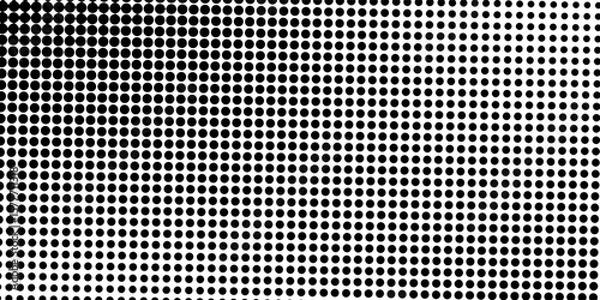 Fototapeta Grunge halftone gradient background. Faded grit noise texture. White and black sand wallpaper. Retro pixelated backdrop. Anime or manga style comic overlay. Vector graphic design textured template