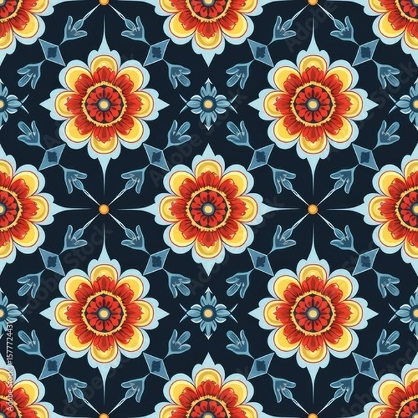 Fototapeta Royal Indian Mandala Seamless Pattern