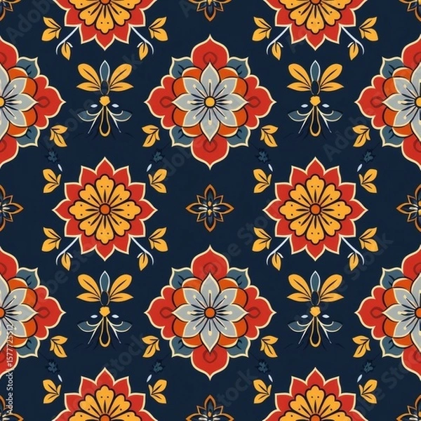 Fototapeta Royal Indian Mandala Seamless Pattern