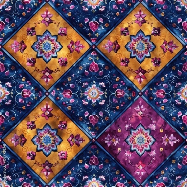 Fototapeta Royal Indian Mandala Seamless Pattern