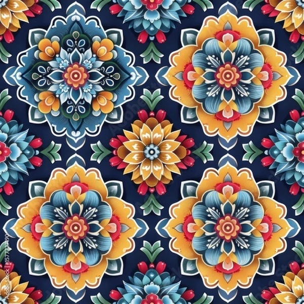 Fototapeta Royal Indian Mandala Seamless Pattern