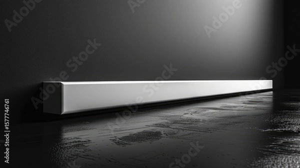 Fototapeta Black and White Interior Wall with Wainscoting, Baseboard, and Dark Floor