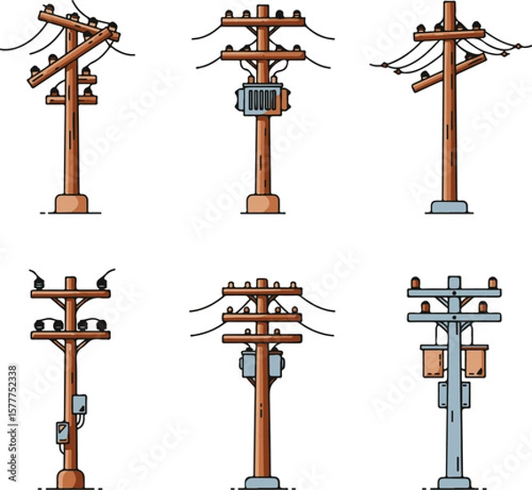 Obraz Power Lines and Electricity Infrastructure Illustrations.


