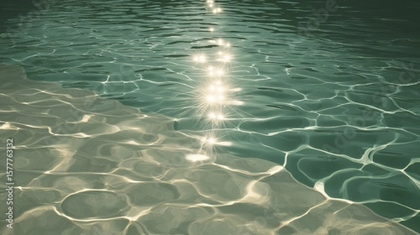 Fototapeta Ocean Surface Abstract Texture With Sun Reflection.