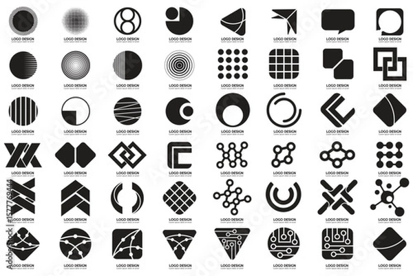 Obraz Black and White Modern Shapes Logo's, Tech Logo's, Unique Logo's, Alphabet Logo's.