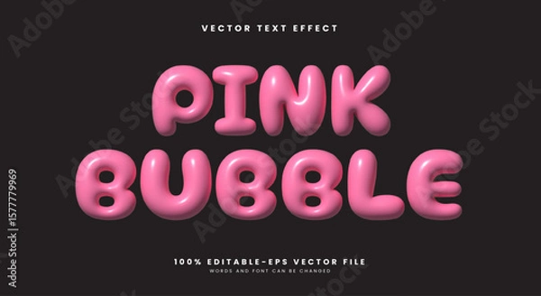 Obraz Pink bubble 3d inflated Style editable text effect template