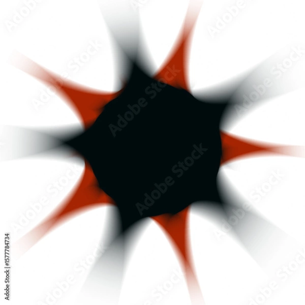 Fototapeta Abstract radial pattern with textured red and orange elements against a dark background