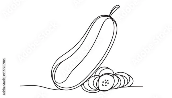 Fototapeta Continuous one single minimal line drawing Cucumbers