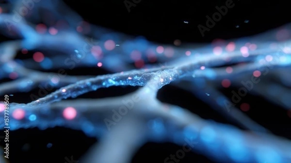 Fototapeta Abstract glowing lines forming a complex data network, connectivity, information
