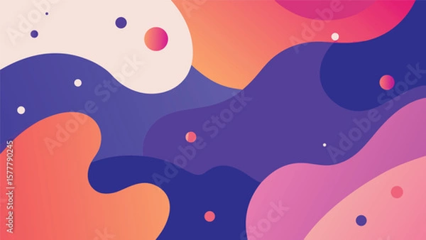 Obraz Abstract Wavy Gradient Background with Playful Fluid Shapes