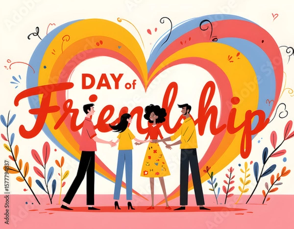 Fototapeta Ai generated of image in vector view with day of friendship concept