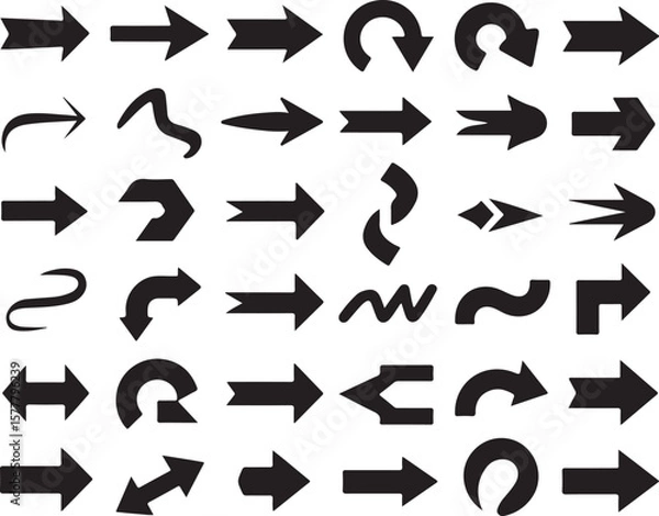 Fototapeta Curved and Straight Arrow Icons Set

