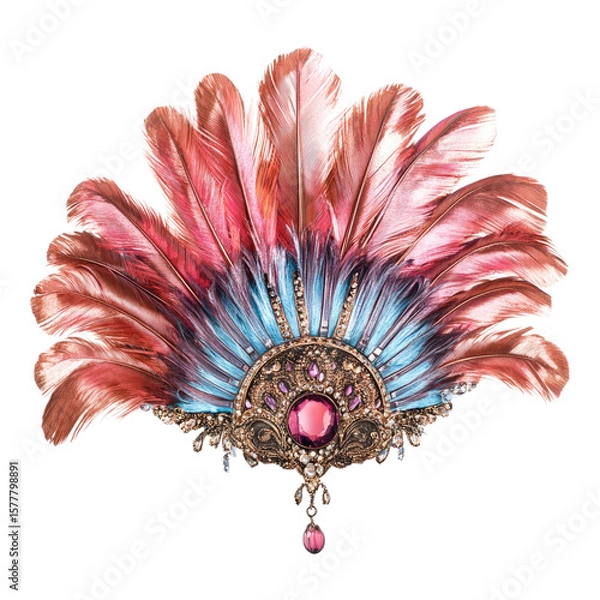 Fototapeta Retro flapper headpieces with vintage isolated on transparent background