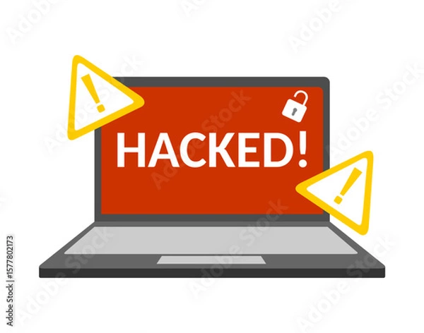 Fototapeta Illustration of computer or laptop being hacked
