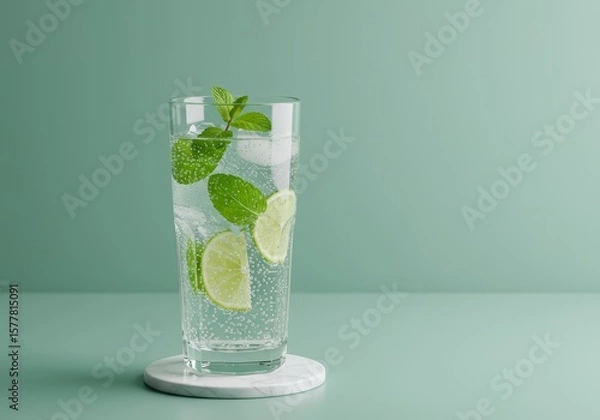 Obraz Refreshing Lime and Mint Sparkling Water