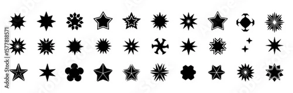 Fototapeta Stars icon collection. Different star shapes. Black stars icon set.  Sparkle star icon set. Vector illustration 