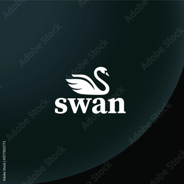 Obraz Swan vector logo design concept, Abstract vector background with a white swan.