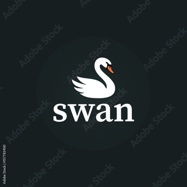 Obraz Swan vector logo design, Swan on black background