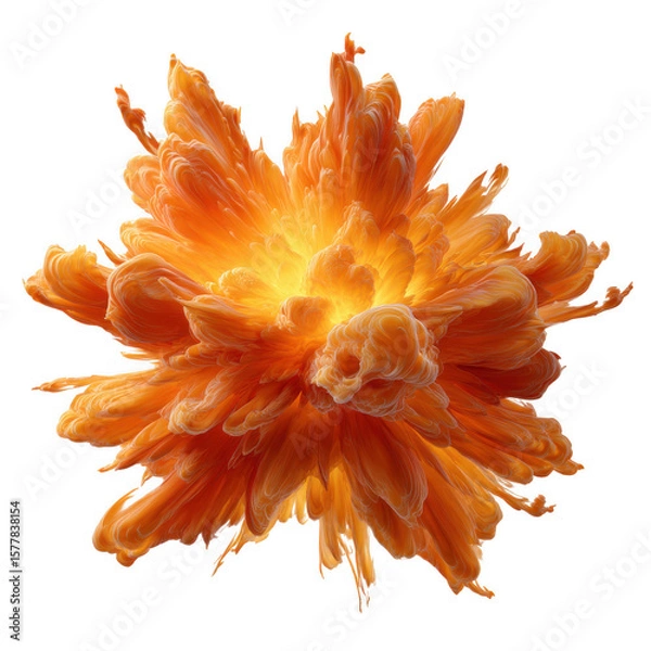 Fototapeta Abstract orange explosion of petals isolated on transparent background
