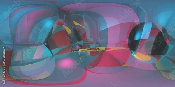 Fototapeta HDRI, environment map , Round panorama, spherical panorama, equidistant projection, panorama 360, Multicube, abstract background, kaleidoscope, 3d rendering